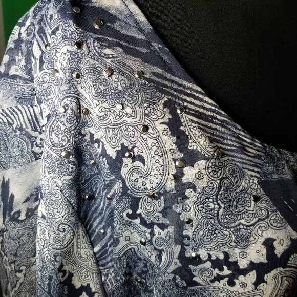 Style & Co XXL Long Sleeve Chiffon Tunic Blouse Silver Studs Holiday Party Boho - Picture 5 of 8